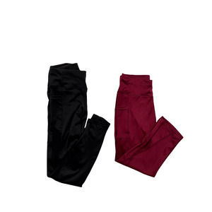 2 Pair Yoga Capris with Pockets, Black & Burgundy (Size S)